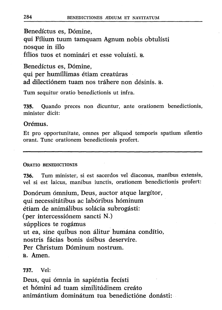 Nghi thức Chúc lành cho các con vật (De Benedictionibus, số 721-744)