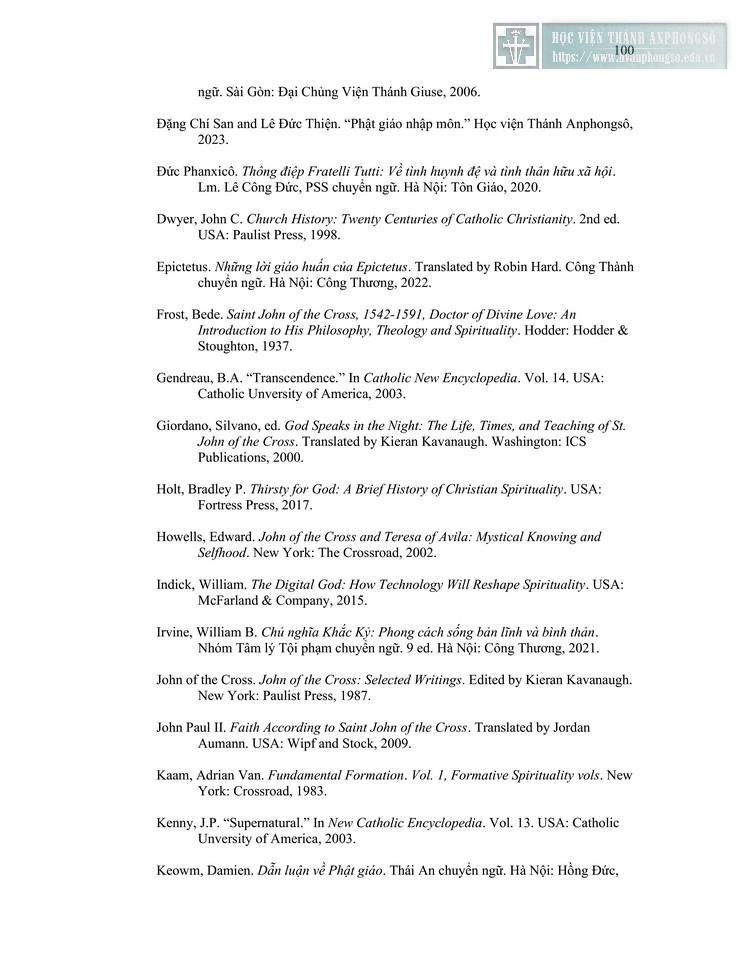 Linh đạo thánh Gioan Thánh Giá: một giao lộ trong dòng chảy linh đạo Đông-Tây cho thế giới ngày nay