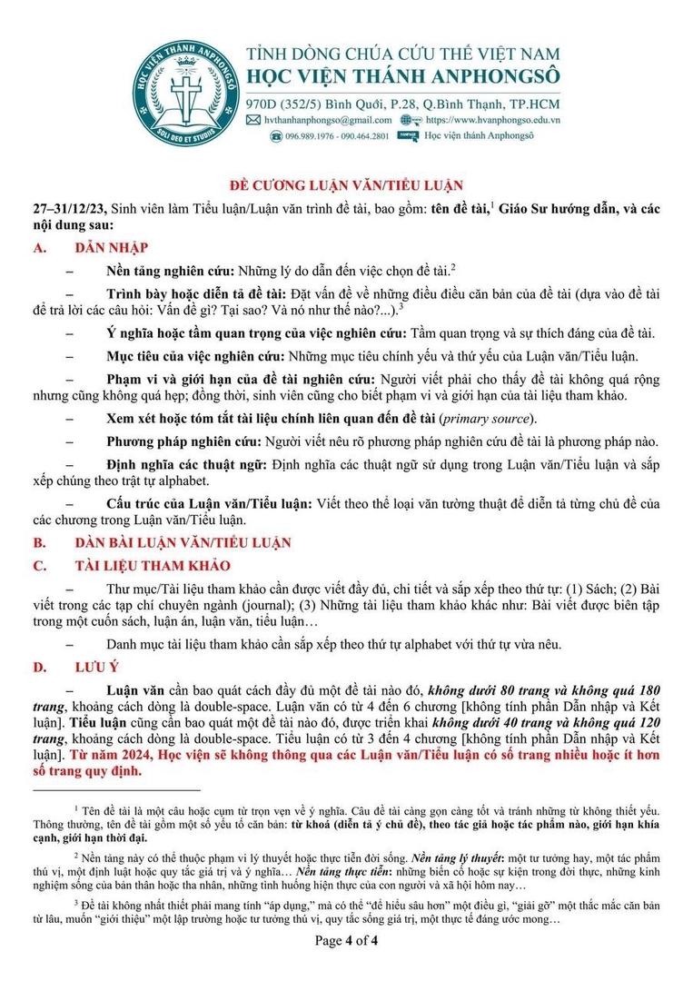 Đề cương Luận văn/Tiểu luận